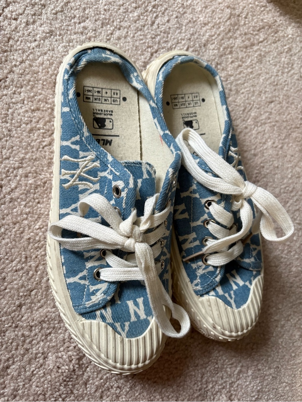 MLB women’s Blue Canvas Lace-Up Sneakers mules with White Laces